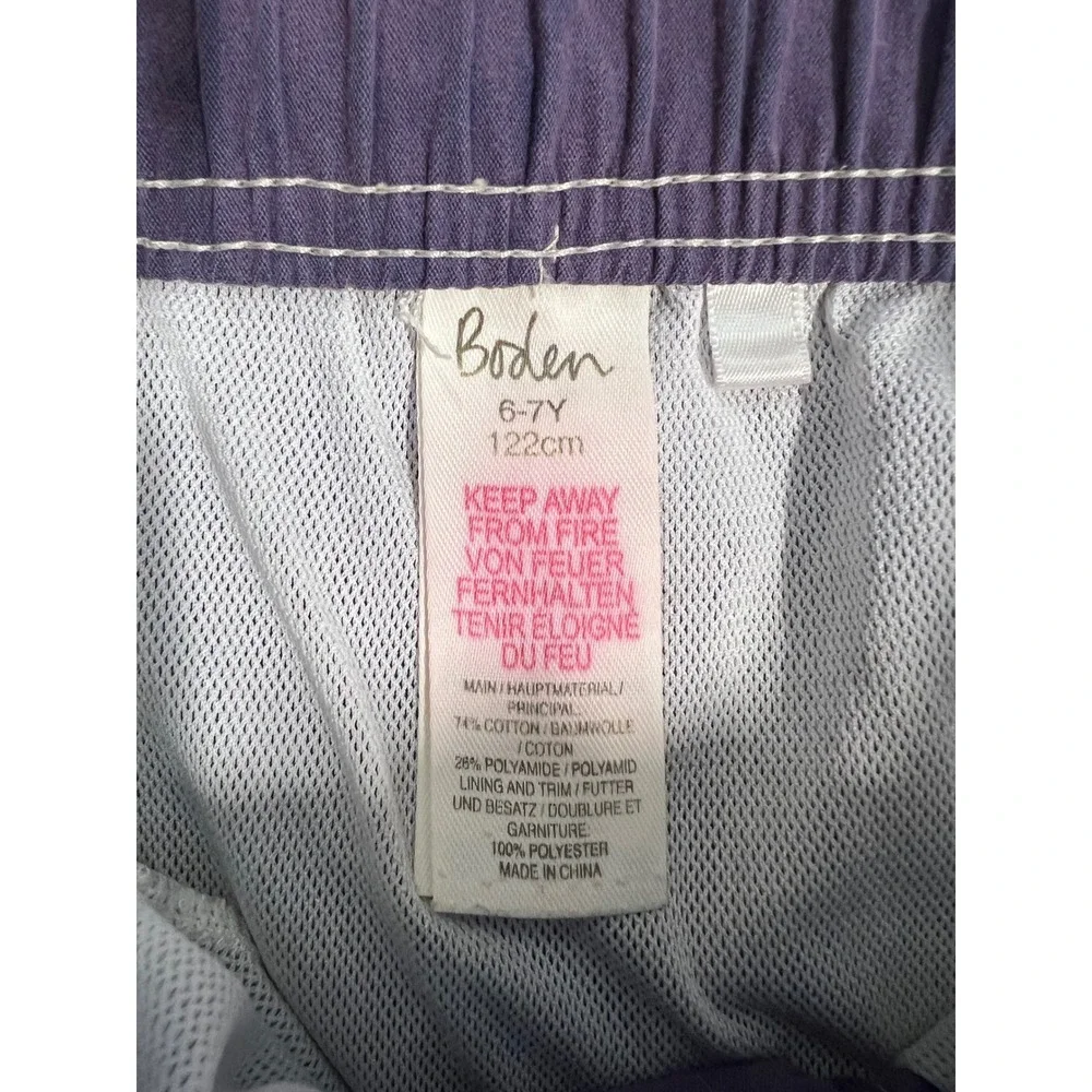 Boden Kids Purple Blue Neon Striped Swim Trunks Board Shorts Size 6-7Y 122cm